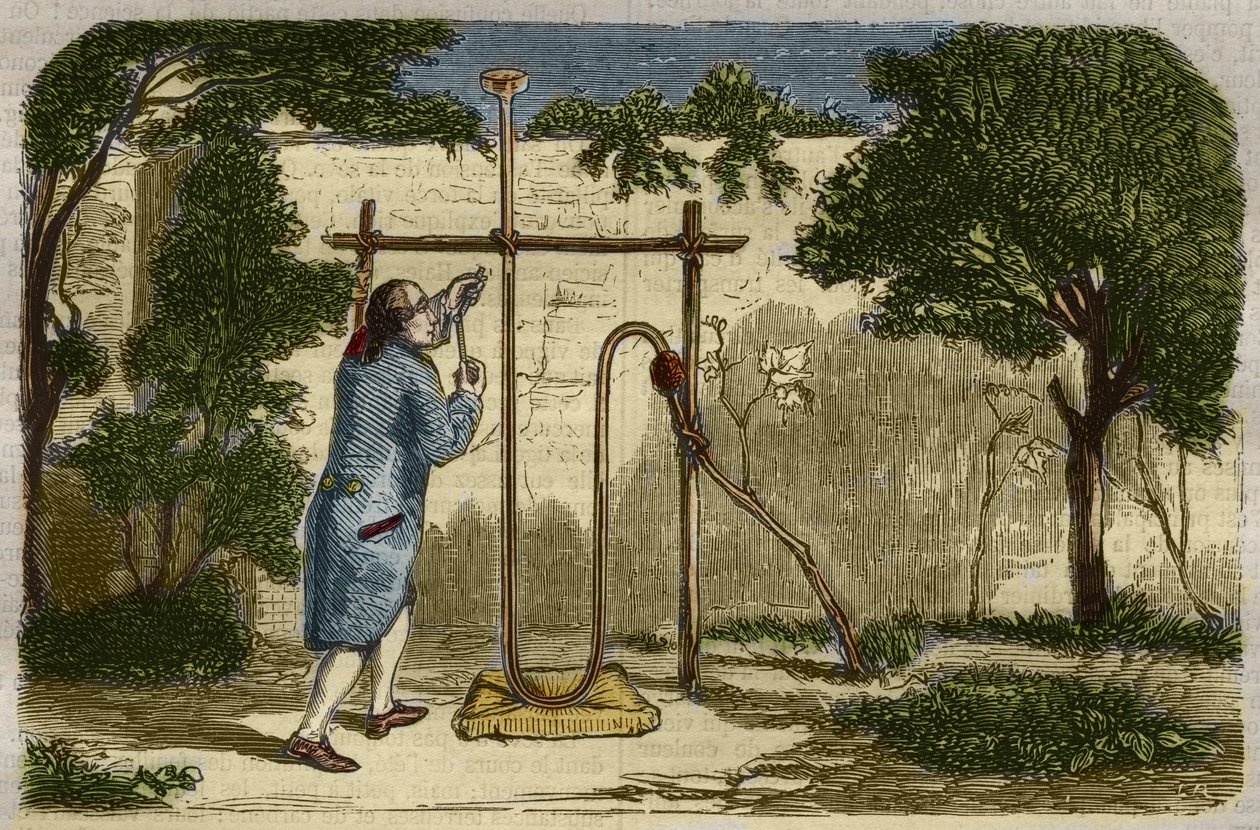植物学：スティーブン・ヘイルズ（1677-1761）が1727年に行ったセベの登攀力に関する経験。1859年に描かれた "Le Musee Des Sciences "の版画 作： 無名の画家