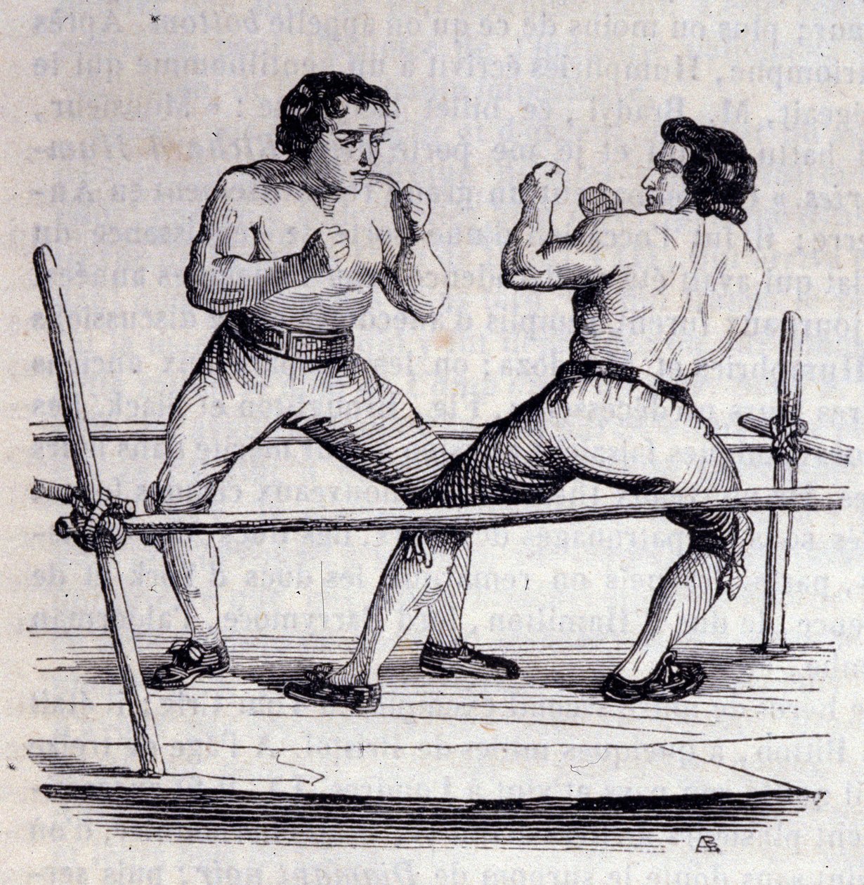 1790年、ボクサーのダニエル・メンドーサ（1764-1836）とリチャード・ハンフリーズ（Humphreys）。19世紀のエングレーヴィング 作： 無名の画家