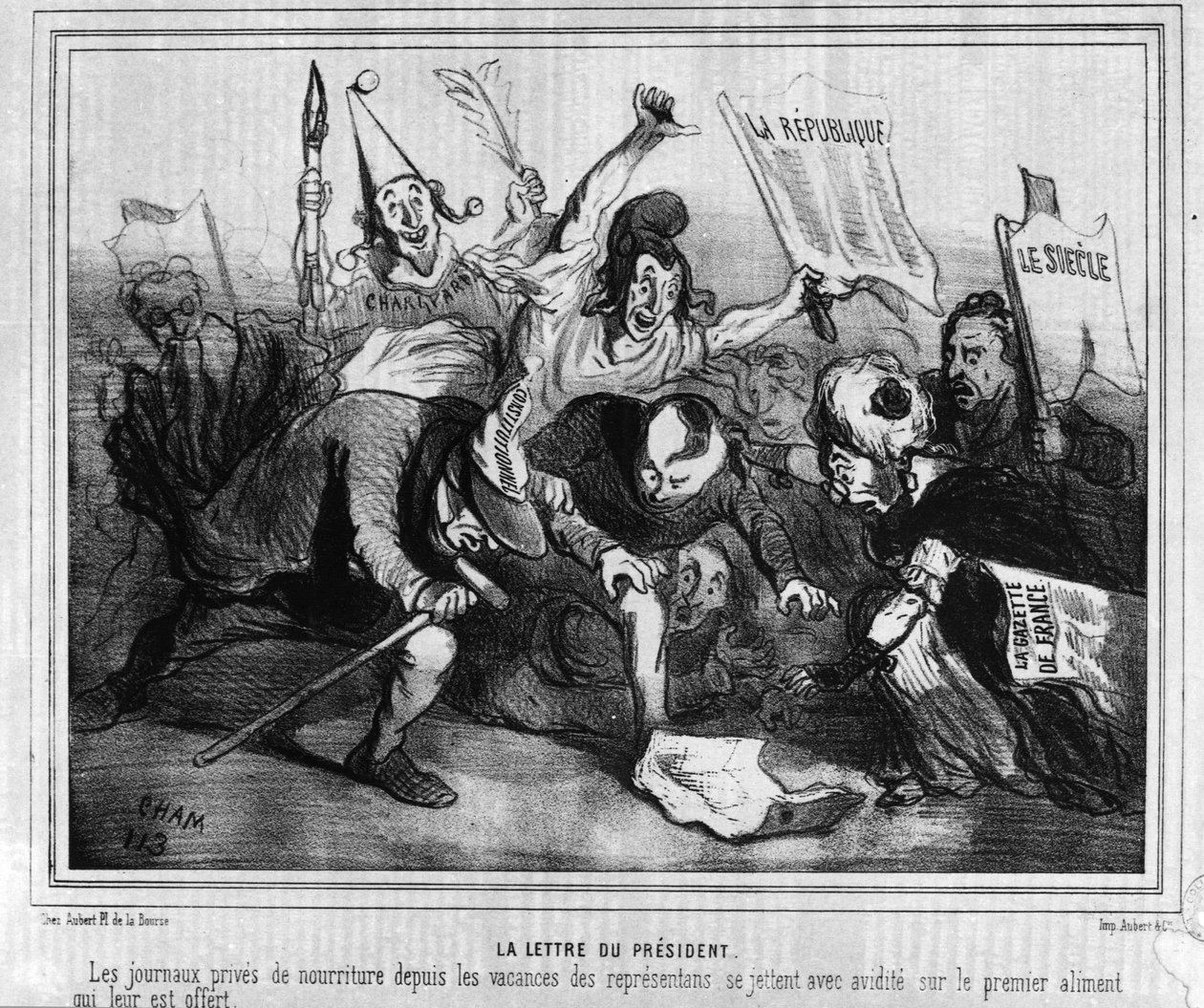 1848年12月10日に行われた第一回大統領選挙の選挙運動を、「新聞の戦い」を題材にして描いた漫画。 作： 無名の画家