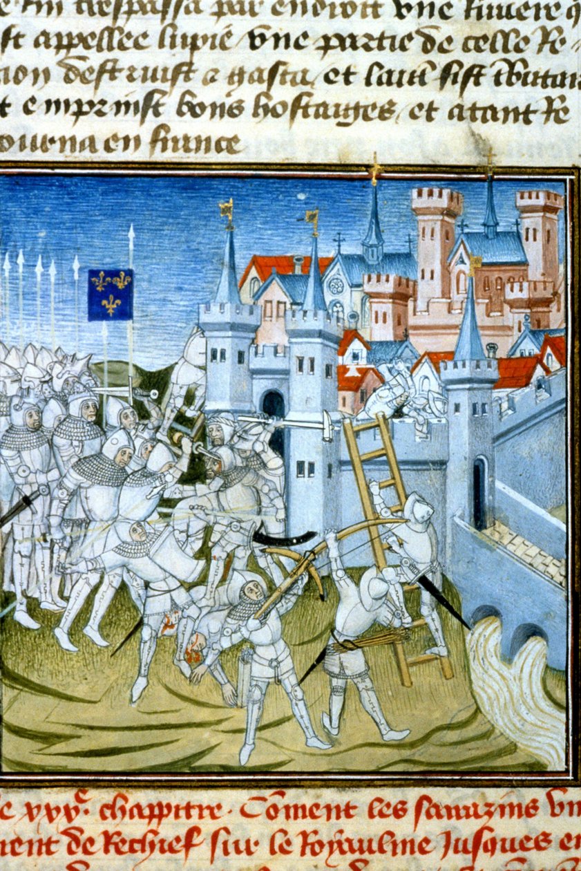 Charles Martel in Poitiers, 732 - 14世紀のミニチュア (ref. 512, 074r) トゥールーズ市立図書館に許可を求める (tel: 05 62 27 66 66) 作： 無名の画家