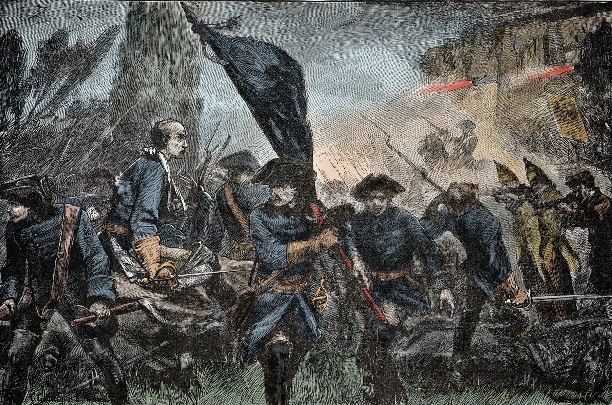 スウェーデンのチャールズ12世の戦い - 大北戦争（1700-1721）。スウェーデン王シャルル12世（カール）（1682-1728）は、1709年のポルタヴァの戦い（ウクライナのプルタヴァ）で、大王と呼ばれるロシアのピーター1世（1672-1725）の武器と戦った。 作： 無名の画家