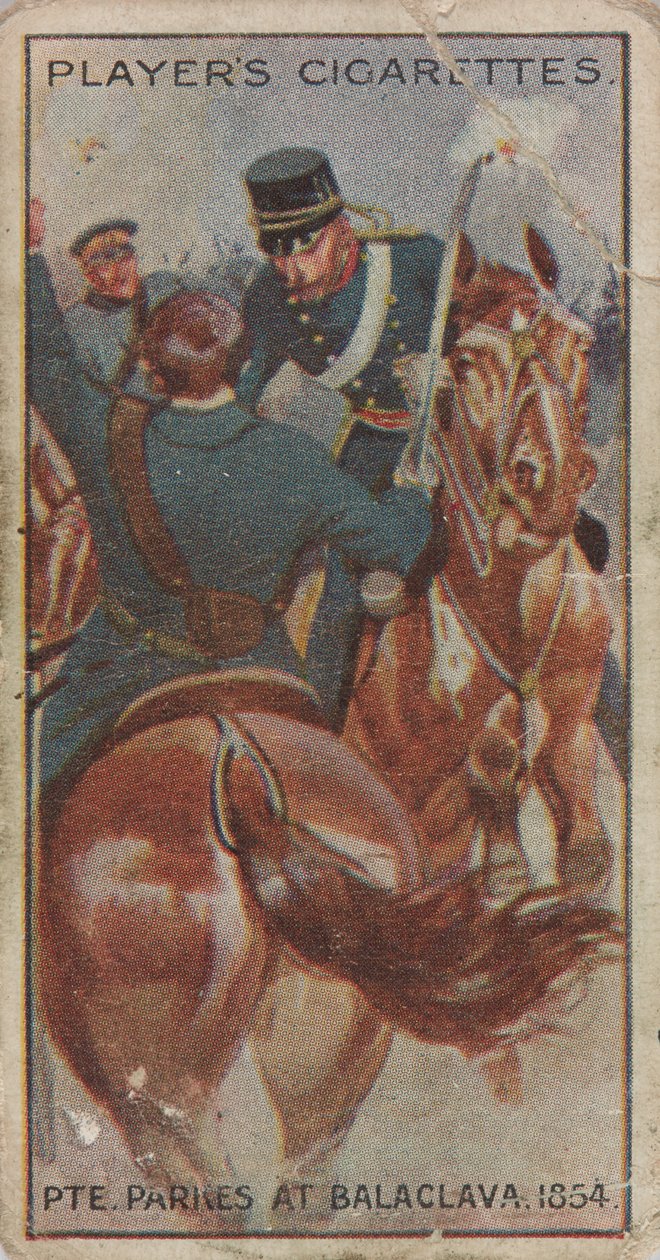 シガレットカード：バラクラヴァのパークス一等兵（1854年） 作： 無名の画家