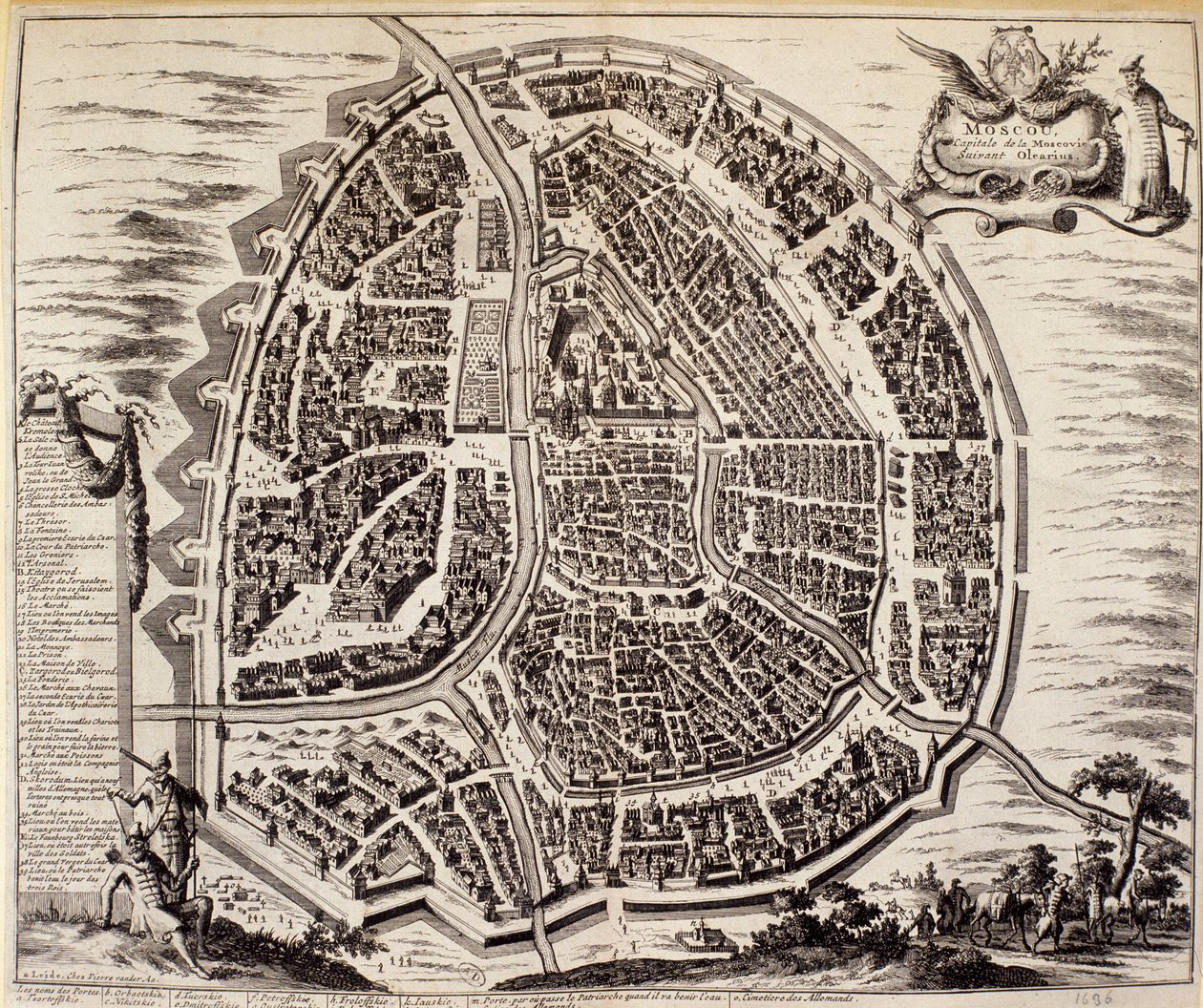 17世紀のモスクワの都市地図。 作： 無名の画家