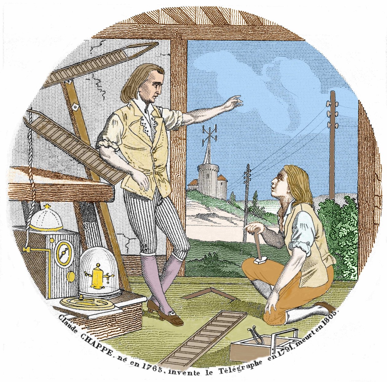 1791年に電信機を発明したフランスの技術者、クロード・シャップ（1765-1807）。 作： 無名の画家