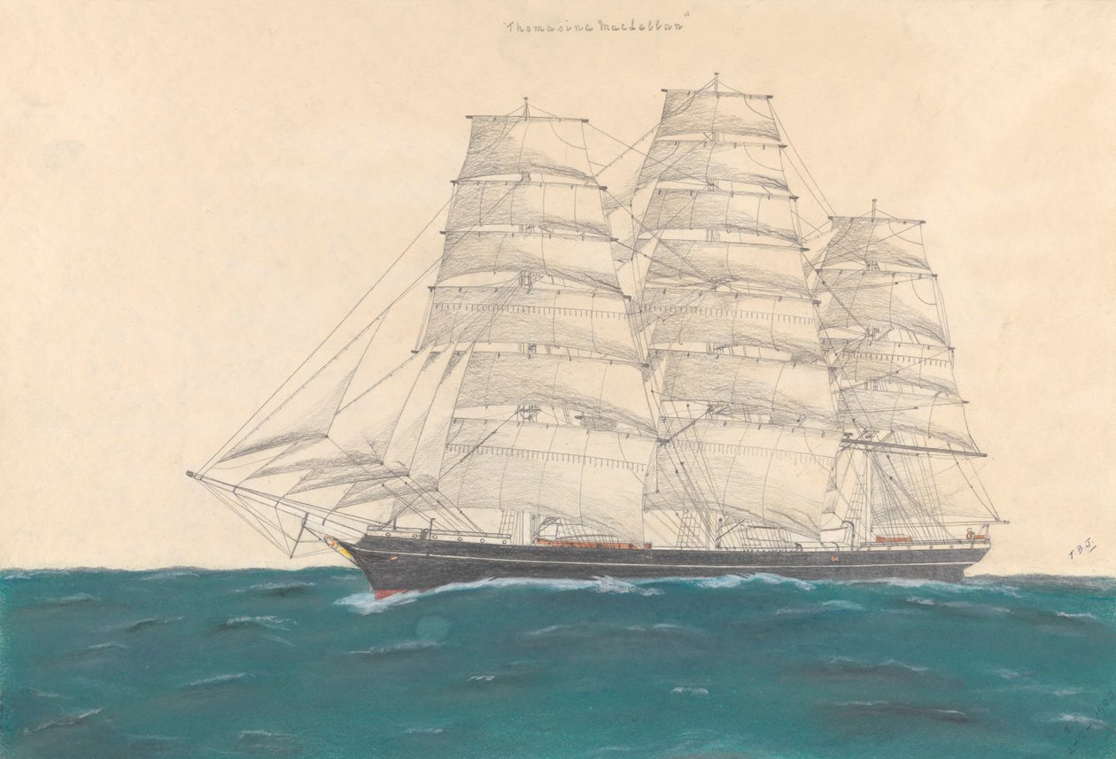 クリッパー船「Thomasina MacLellan」（1873年） 作： 無名の画家