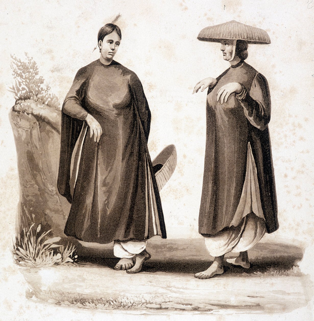 コヒチの女性。ベトナム v. 1850年 作： 無名の画家