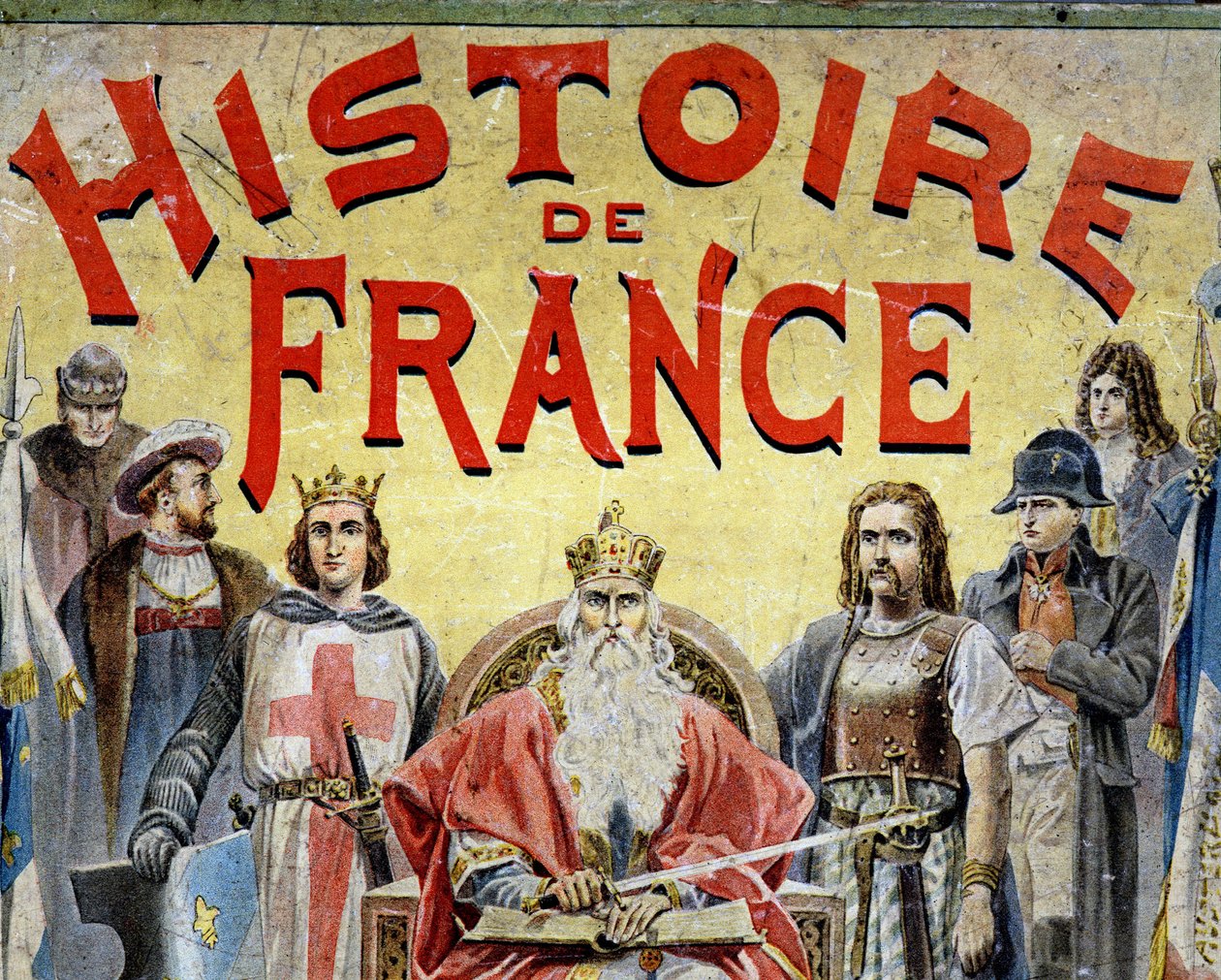 歴史上の人物が描かれた書籍「Histoire de France」の表紙。 作： 無名の画家