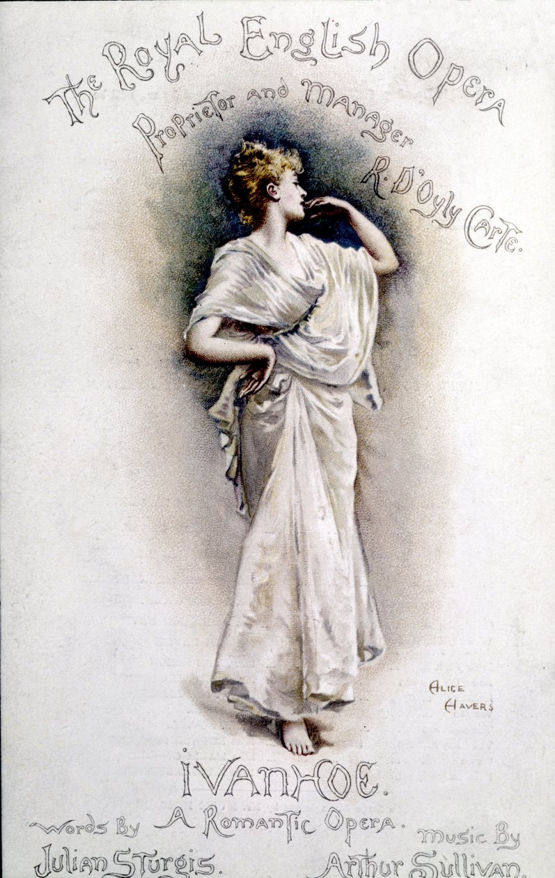 イギリスの作曲家アーサー・サリバン（1842-1900）によるオペラ「アイヴァンホー」（ウォルター・スコット作）のプログラム表紙 1月31日 作： 無名の画家