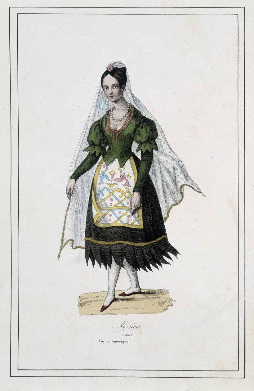 Dame de Mexico - in the "The different peoples of the earth" by Father Paul Jonhanneaud, Librairie des Bons livres 作： 無名の画家