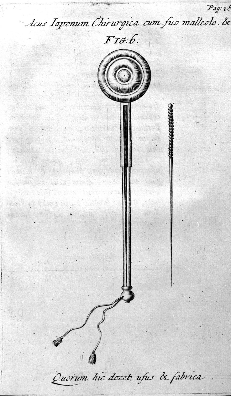 De Acupunctura by W.Ten Rhijne.ロンドン1683年。鍼灸を扱った最初の西洋文献。 作： 無名の画家