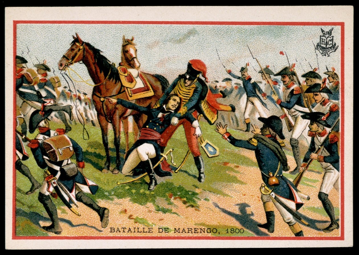 マレンゴの戦い（1800年）におけるシャルル・アントワーヌ・デサイー・ド・ヴェイグー将軍（1768-1800）の死 - クロモ... 19世紀後半 作： 無名の画家