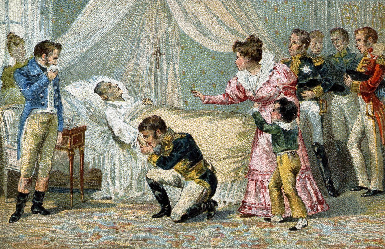 ナポレオン1世（1769-1821）の死、1821年5月5日、セントヘレナにて。 作： 無名の画家