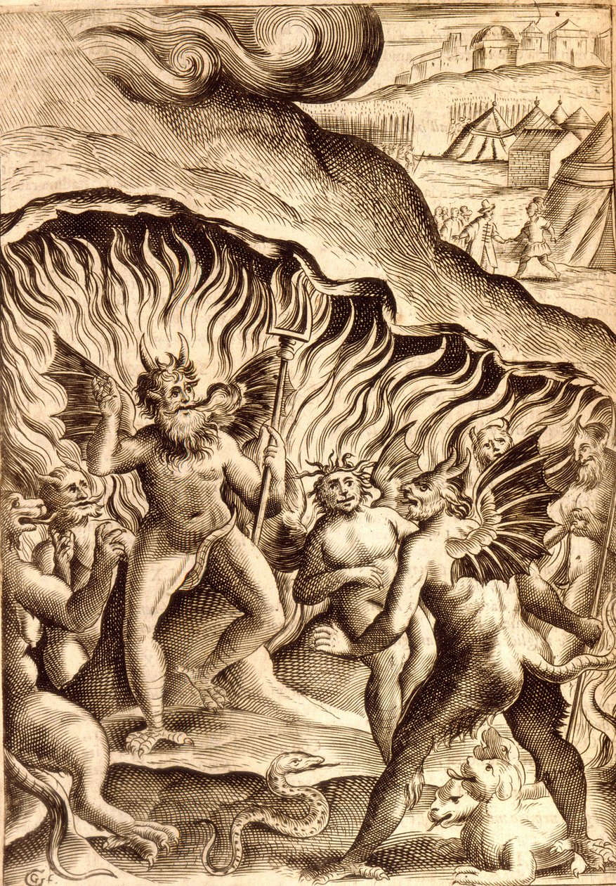 17世紀の作品を参考にした地獄の描写。 作： 無名の画家