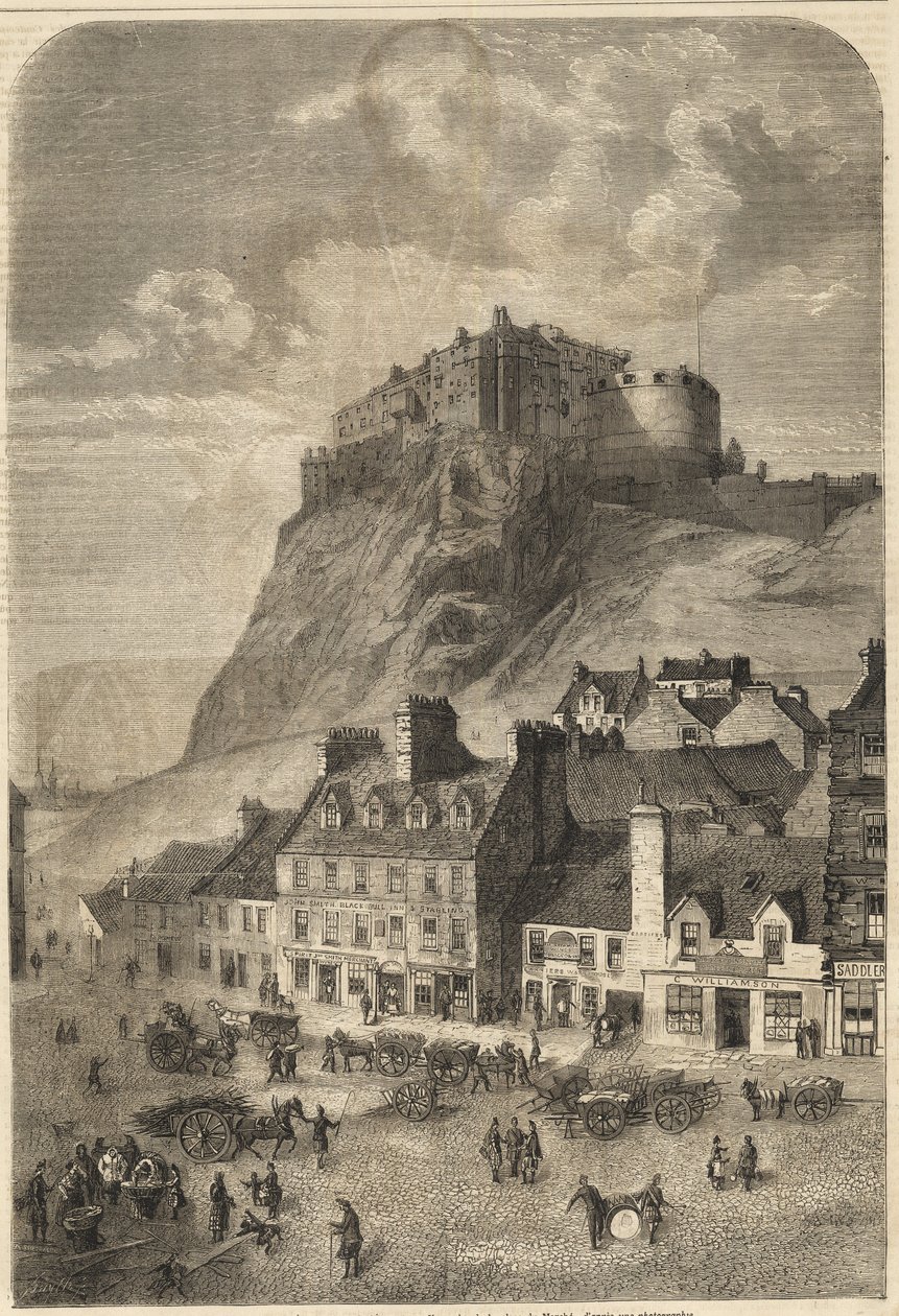 エディンバラ城 - スコットランドのエディンバラ城 - 1864年 作： 無名の画家