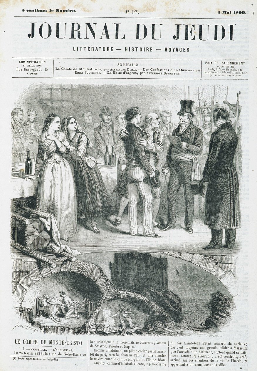 モンテ・クリスト伯（Monte Cristo）のエドモン・ダンテス（Edmond Dantes）が接待を受ける-1860年03月05日付「Le Journal du Thursday」にて 作： 無名の画家