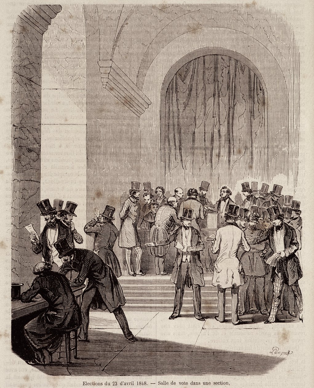1848年4月23日の選挙：セクション内の投票所 - "Contemporary Popular History "にて 作： 無名の画家