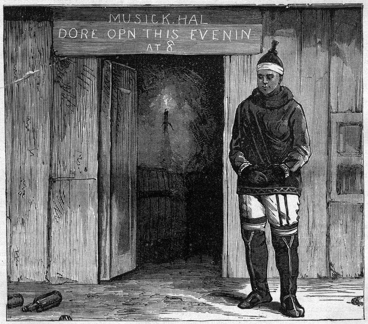 19世紀末のグリーンランド・ディスコ島（ケクタルスアック）のエスキモー 1884年の刻印 作： 無名の画家