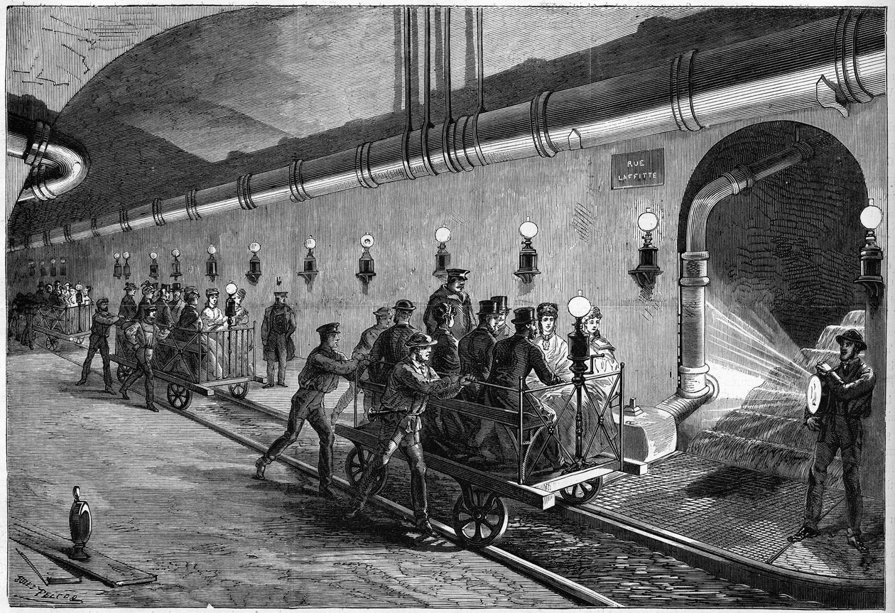1872年のパリの下水道を巡る旅。 作： 無名の画家