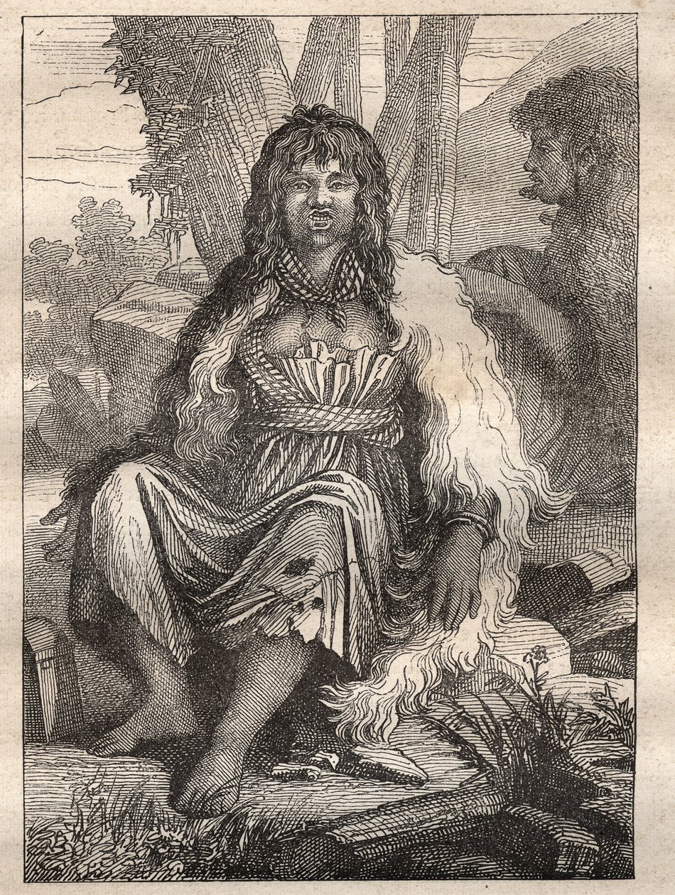Jean Francois Galaup de La Perouse（1741-1788）の世界一周遠征（1785-1788）：フランス（アラスカ）の港の女性のタイプ - 図版は "Les Grands Mariners du 18 century "から引用。 作： 無名の画家