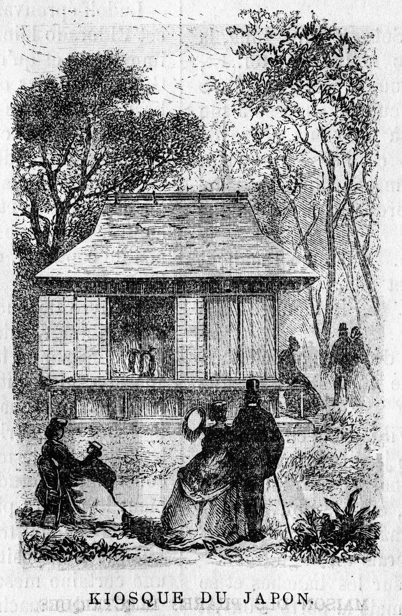 1867年のパリ万国博覧会。日本のキオスク。 作： 無名の画家