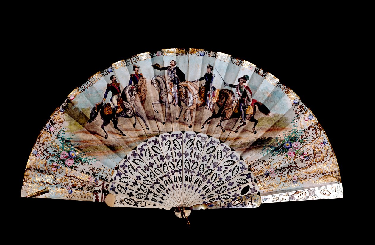 Zaun dekoriert fünf Reiter: „Der Kaiser von Frankreich Napoleon III (1808-1873) (erste links), König Vittorio Emanuele II (Victor Emmanuel) (1820-1878) (dritte), Giuseppe Garibaldi (1807-1882) (erste rechts)“ Mailand, Museo del Risorgimento von Unknown artist