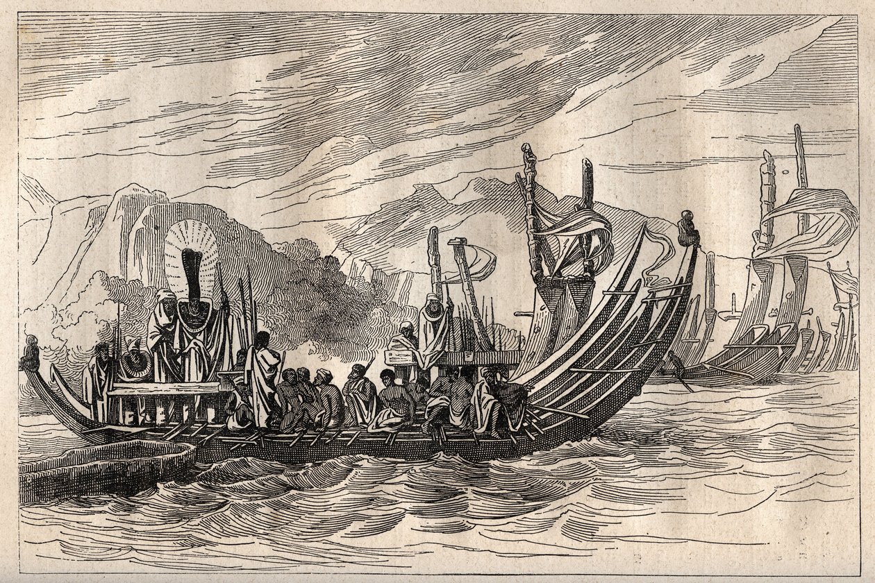 キャプテン・ジェームズ・クック（1728-1779）の第一回目の航海（1768-1771）：オパリーに集結したタヒチ艦隊 - 図版は "The Great Mariners of 18 century "より引用。 作： 無名の画家