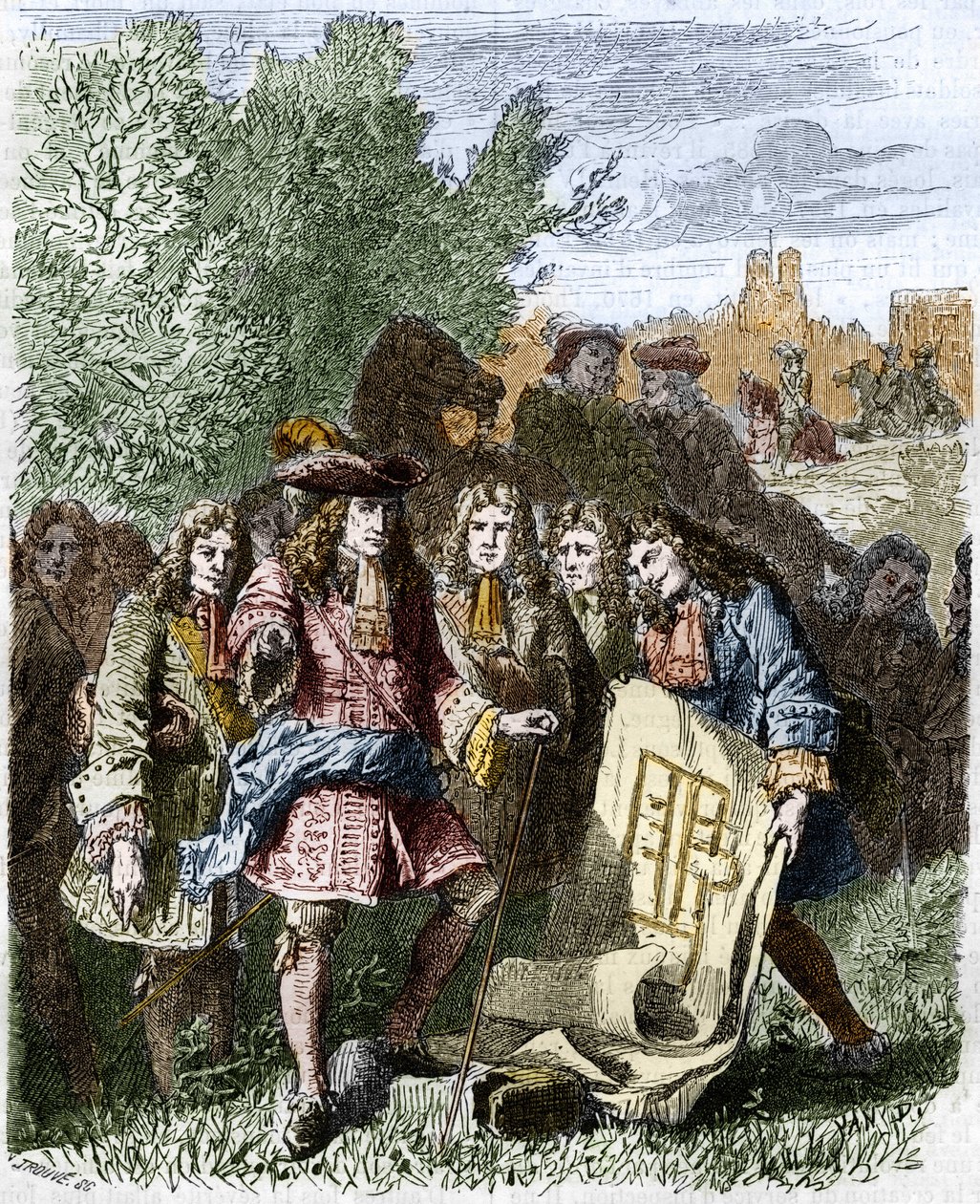1670年にルイ14世によって作られたアンヴァリッド財団。ホテル・デ・アンヴァリッドは、建築家のジュール・ハードゥアン・マンサールが、ルイ14世の依頼を受けて、戦場で傷ついた兵士を迎えるために建てたものです。 作： 無名の画家