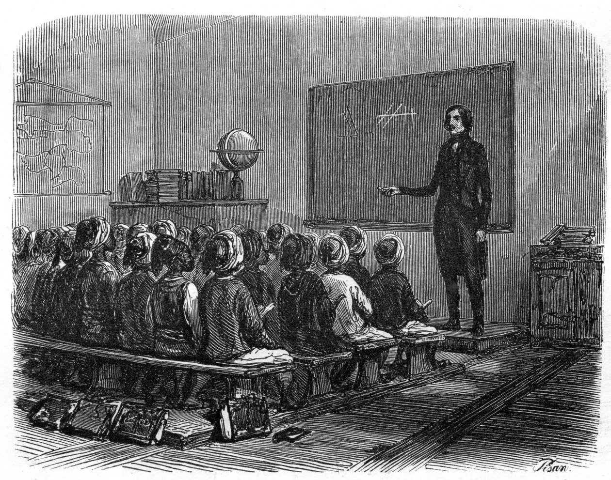 1840年、アルジェリアにフランス人学校を設立。 作： 無名の画家