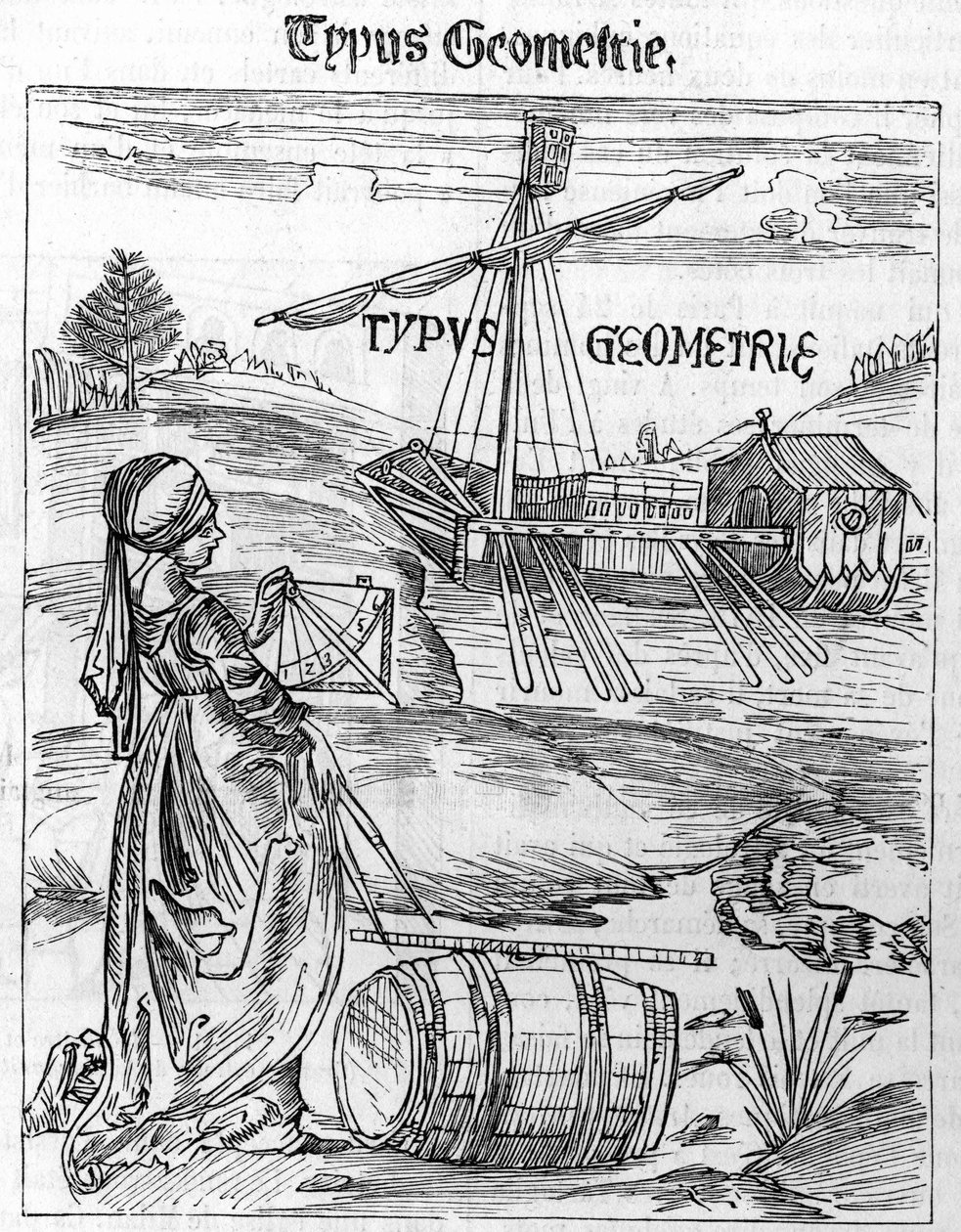 グレゴール・ライシュ(1467-1525)の「マルガリータ哲学」における幾何学の表題。 作： 無名の画家