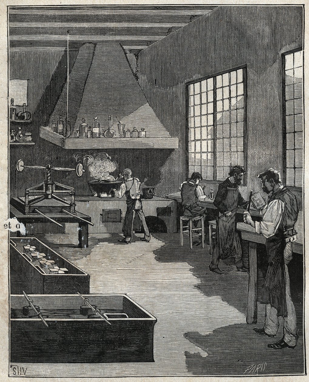 ガルバニック金型職人：金型の準備。Adolphe BITARDの "Les arts et metiers illustres "に掲載された1885年の図版。 作： 無名の画家
