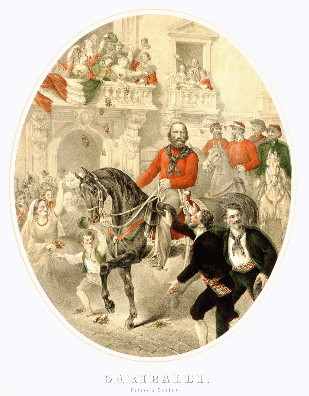 ガリバルディ：1860年のナポリへの入国 作： 無名の画家