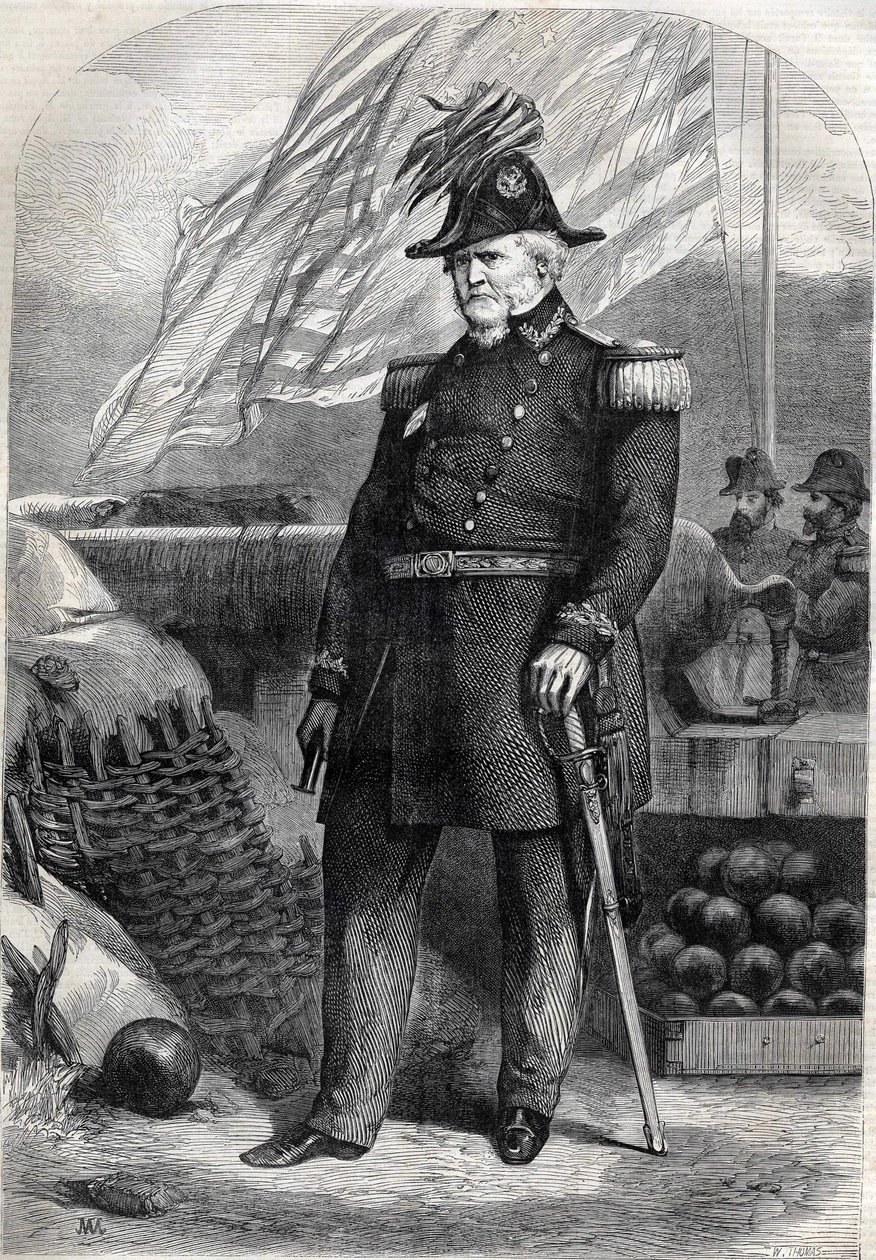 ウィンフィールド・スコット将軍（1786～1866）。1860年の彫刻。 作： 無名の画家