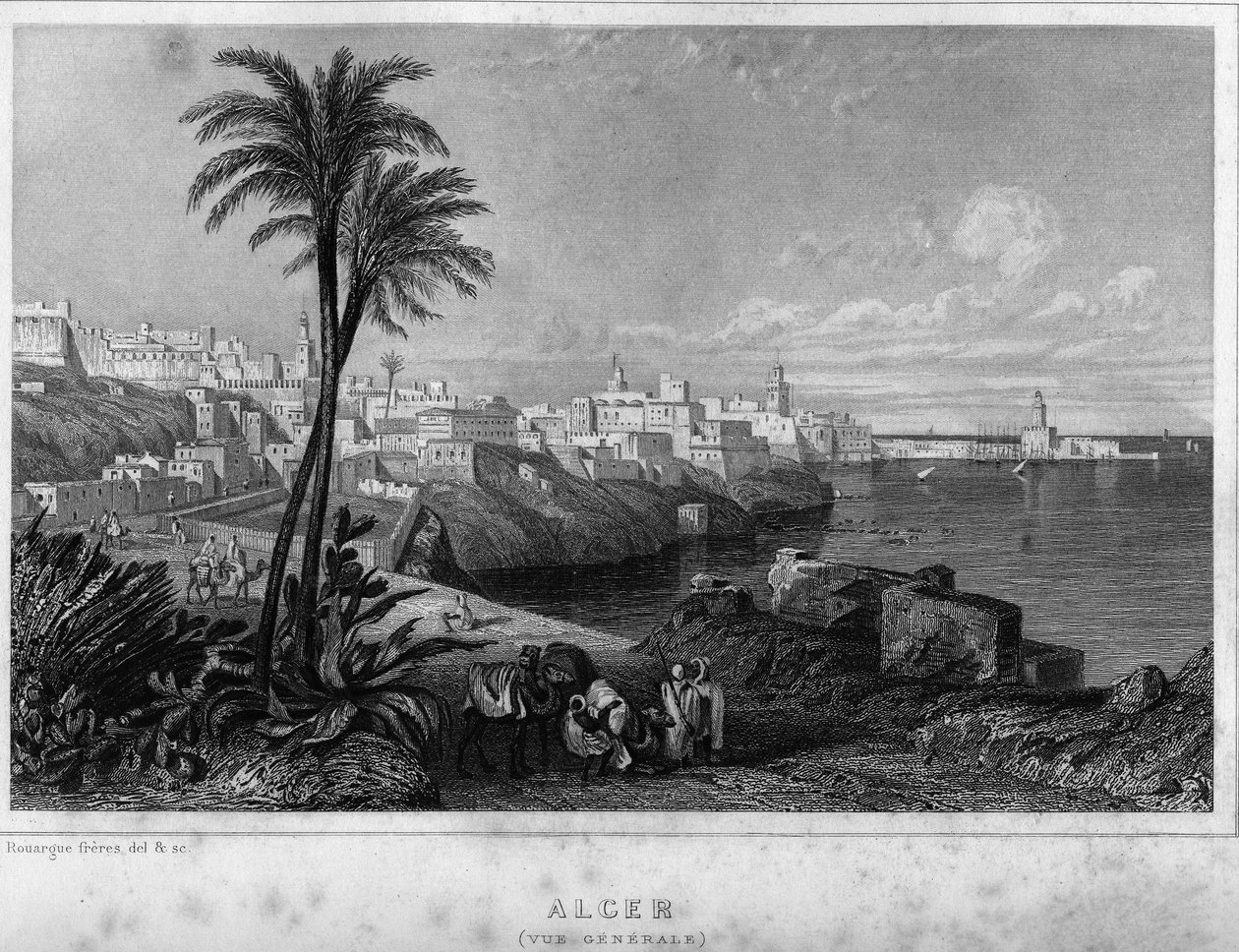 19世紀のアルジェの全景（レオン・ガリベルト作「Algerie ancienne et moderne」より 作： 無名の画家