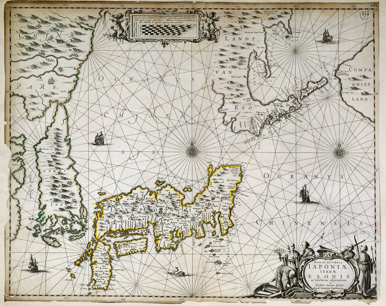 日本、韓国、華南の地理的な地図 作： 無名の画家