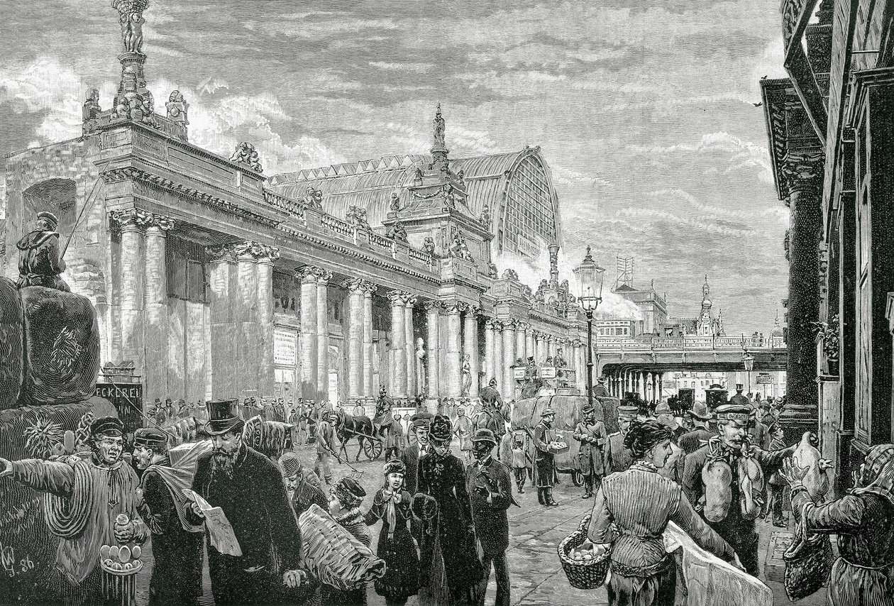 ドイツ帝国または第二帝国（1871年～1918年）。ベルリン市場広場での社会主義者のデモ（2月25日 作： 無名の画家