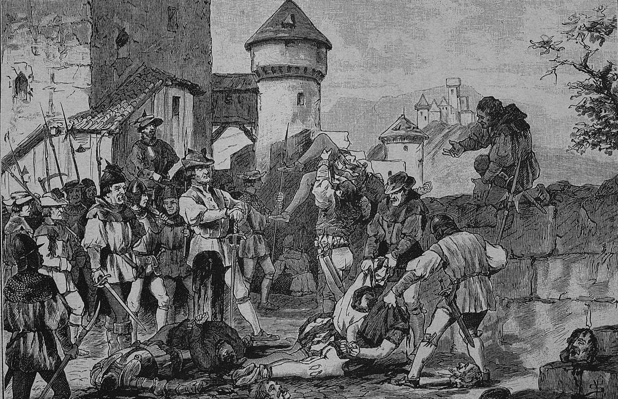ドイツ農民戦争（1524-1526年）：マイハウ城襲撃後 作： 無名の画家