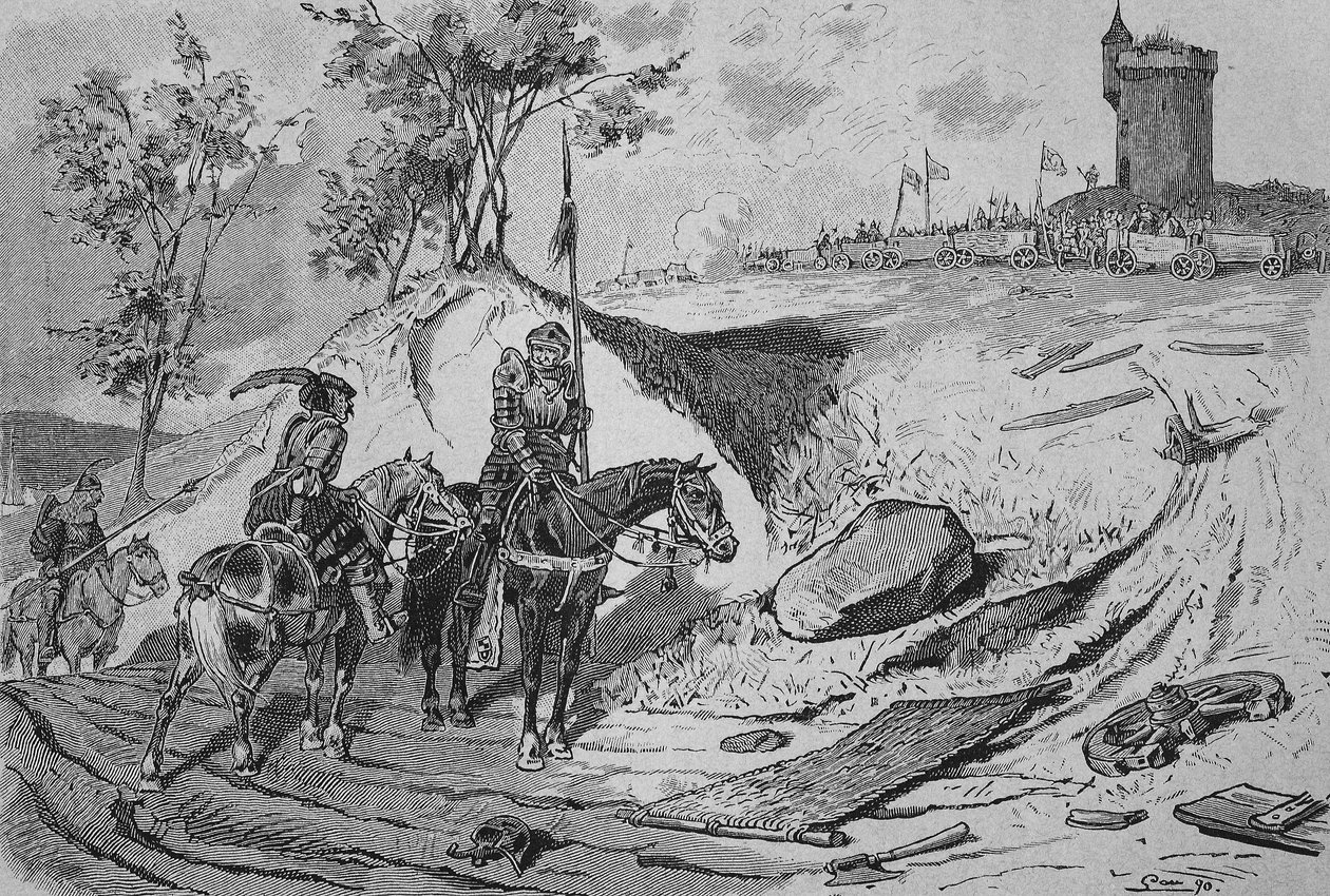 ドイツ農民戦争（1524-1526年）：ドイツ、ケーニヒスホーフェンの農民の馬車 作： 無名の画家