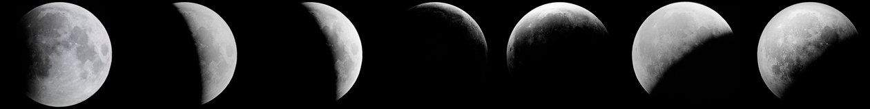 ガラス・ランタン・スライドによる7つの月食のコンピレーション 作： 無名の画家