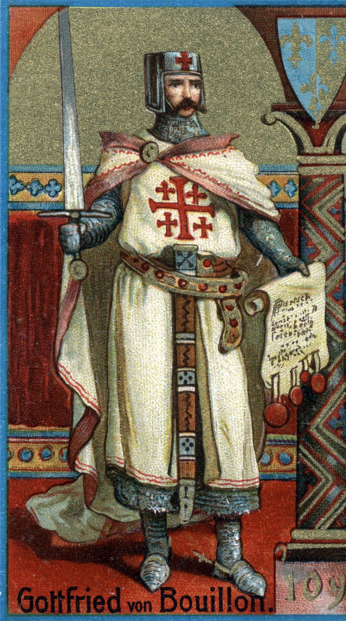 Godefroy de Bouillon (1061-1100) ロレーヌ地方の公爵で、第一回十字軍遠征（1096-1099）の後、エルサレムで最初のキリスト教の支配者となった。 作： 無名の画家