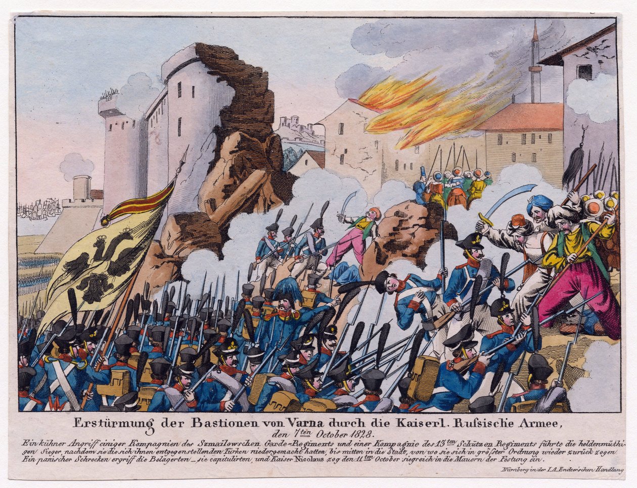 Guerre russo-Turque de 1828-1829 - The storming the bastions of Varna by September 1828 par Anonymous 作： 無名の画家