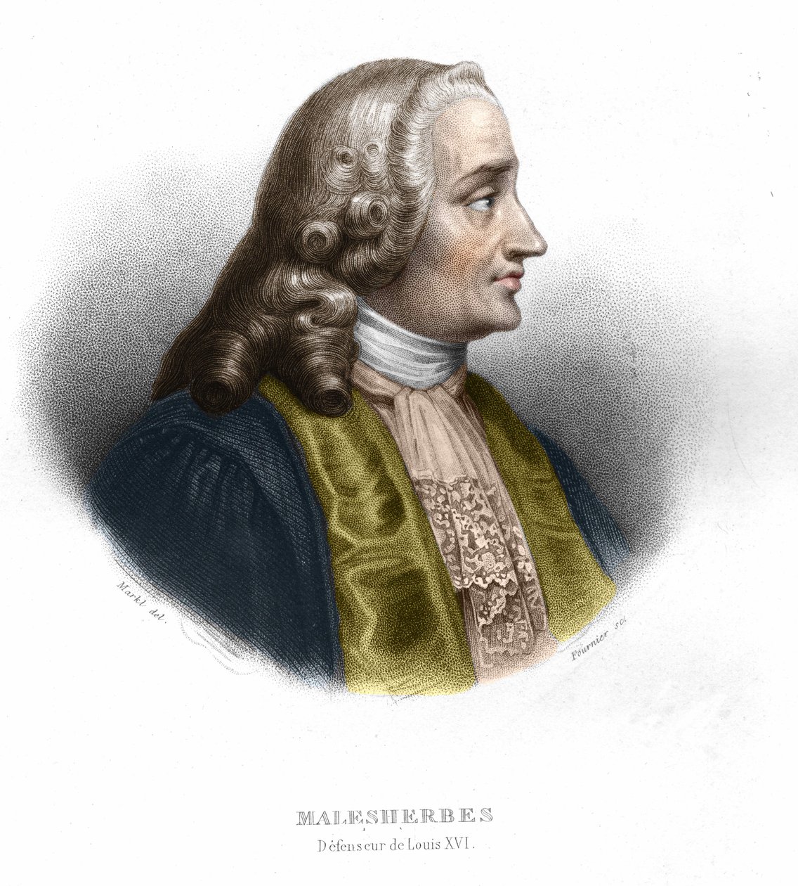 Lamoignon de MalesherbesのGuillaume Chretien（ギョーム・シュレティアン）（1721-1794）。フランスの政治家。1852年のエングレーヴィング 作： 無名の画家