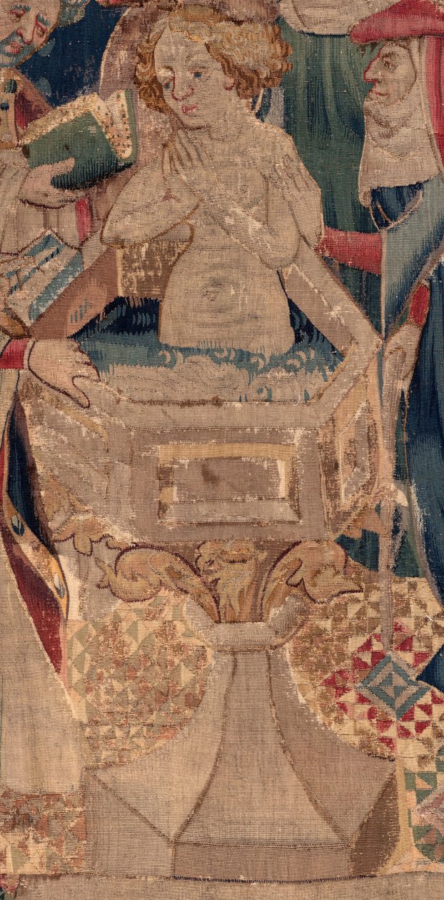 聖ピアと聖エレウテアの歴史、第13場：ブランダの洗礼（善良な聖人たちは、非常に大きなミステリーによって墓から甦った貢ぎ物の少女にどのようにして洗礼を施したか：善良な聖人にとって母であったブランダ）。詳細はこちらをご覧ください。 作： 無名の画家