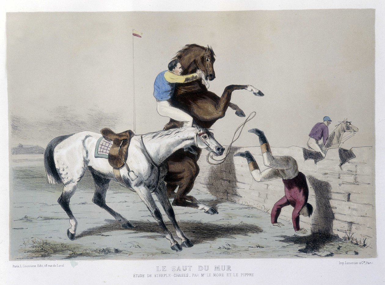 ホースライディング。Le jump du mur, Steeple - "Le Centaure "にて。 作： 無名の画家