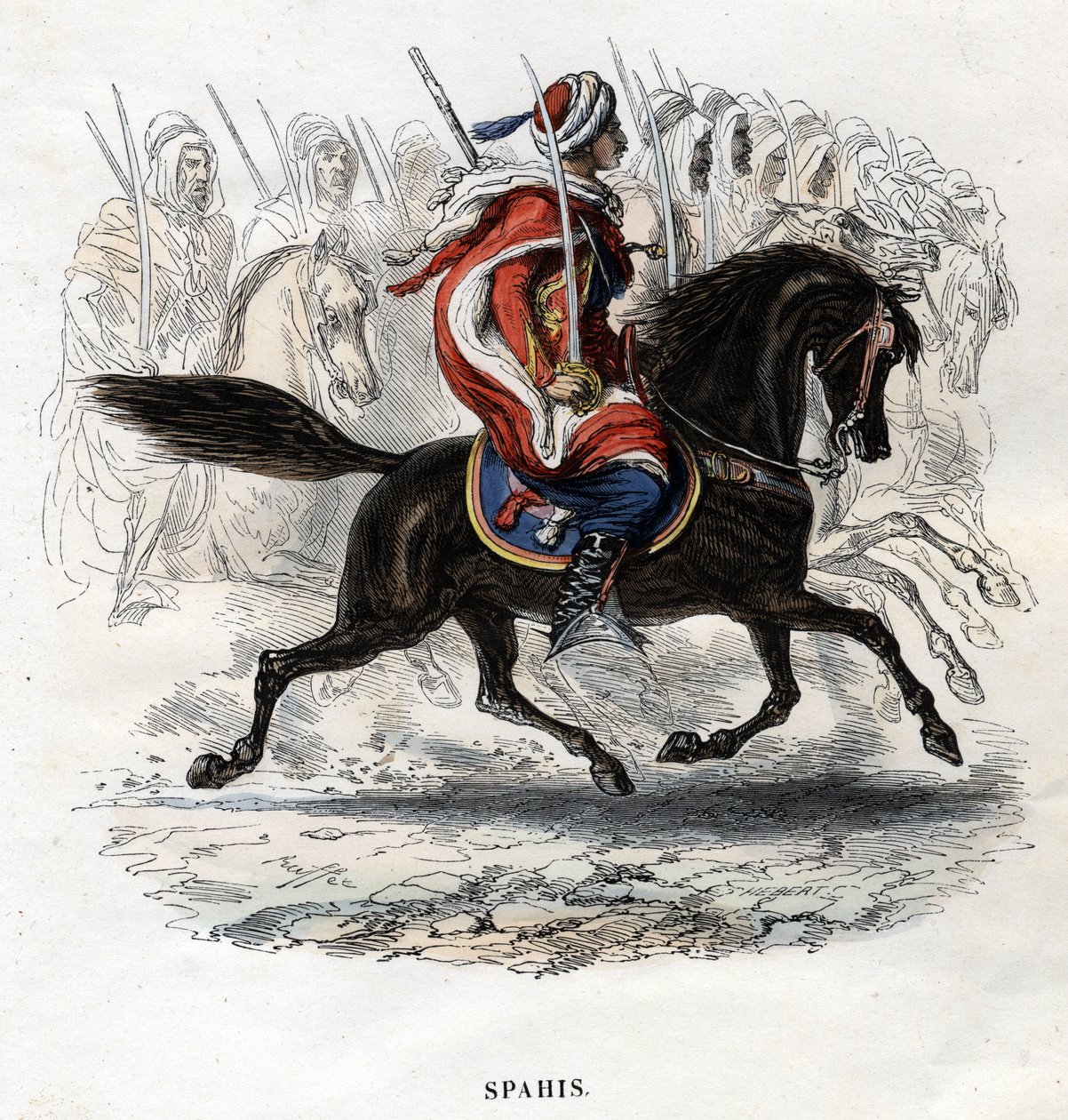 ホースバック・スパヒス。1844年に描かれたもの。 作： 無名の画家