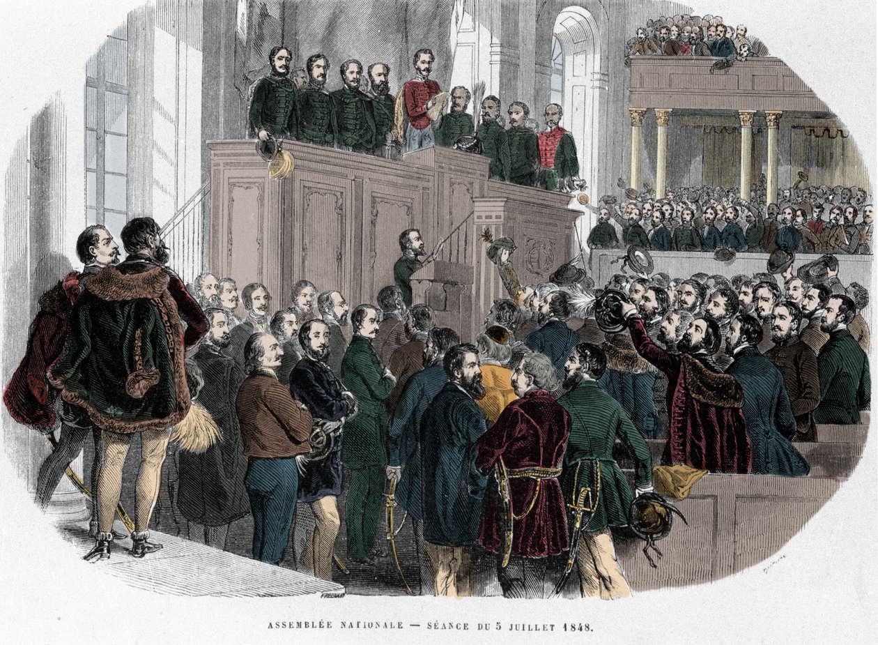 1848年のハンガリー革命。1848年7月5日、ハンガリーの国民議会の初会合。1848年7月5日のハンガリー国民議会の初会合。 作： 無名の画家