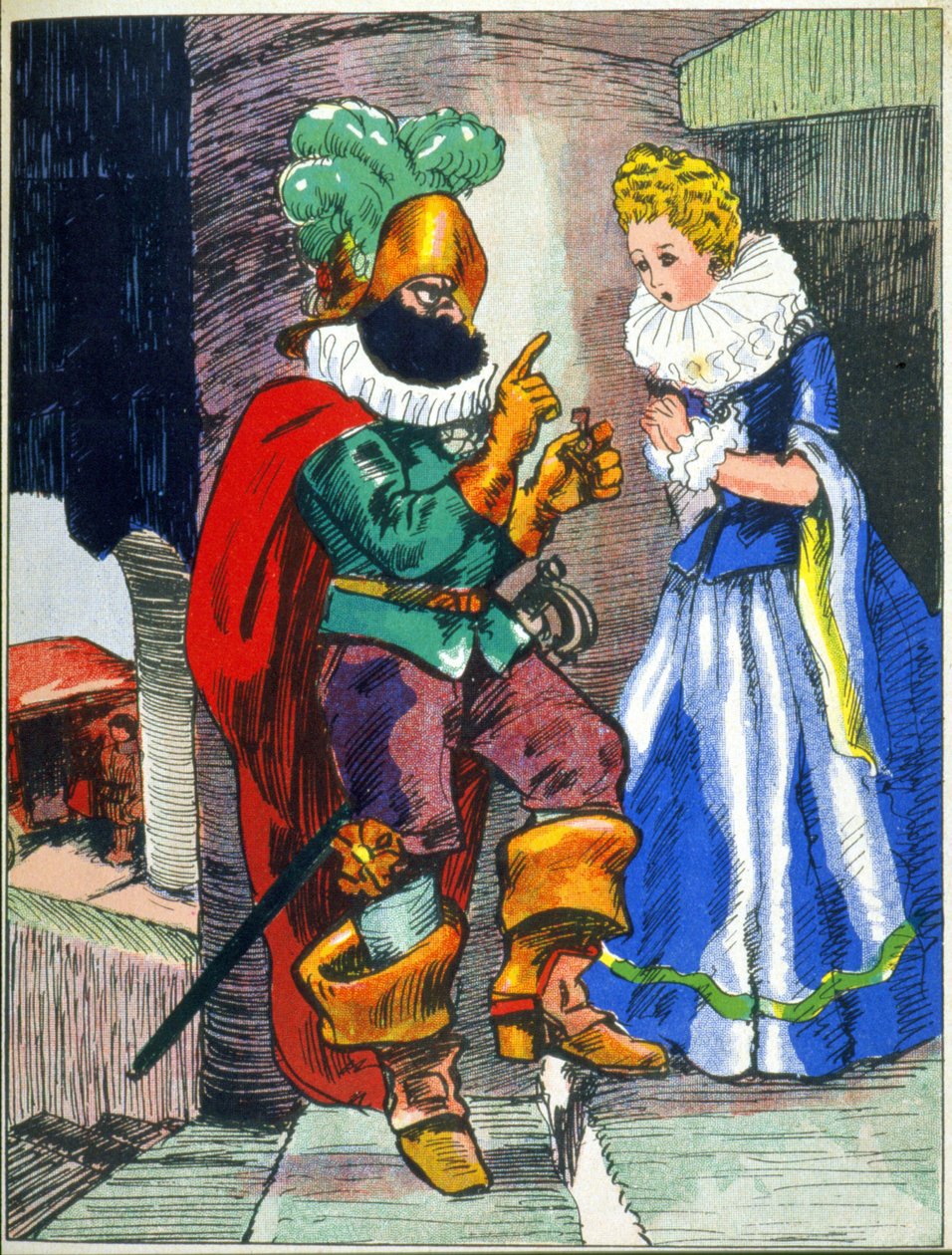 ペロー作『青ひげ物語』の挿絵、20世紀初頭（版画） 作： 無名の画家