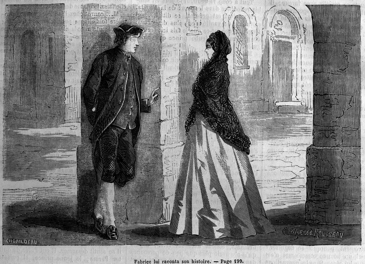 1872年の「Le Diary du dimanche」に掲載されたスタンダールの「La Chartreuse de Parma」の挿絵。 作： 無名の画家