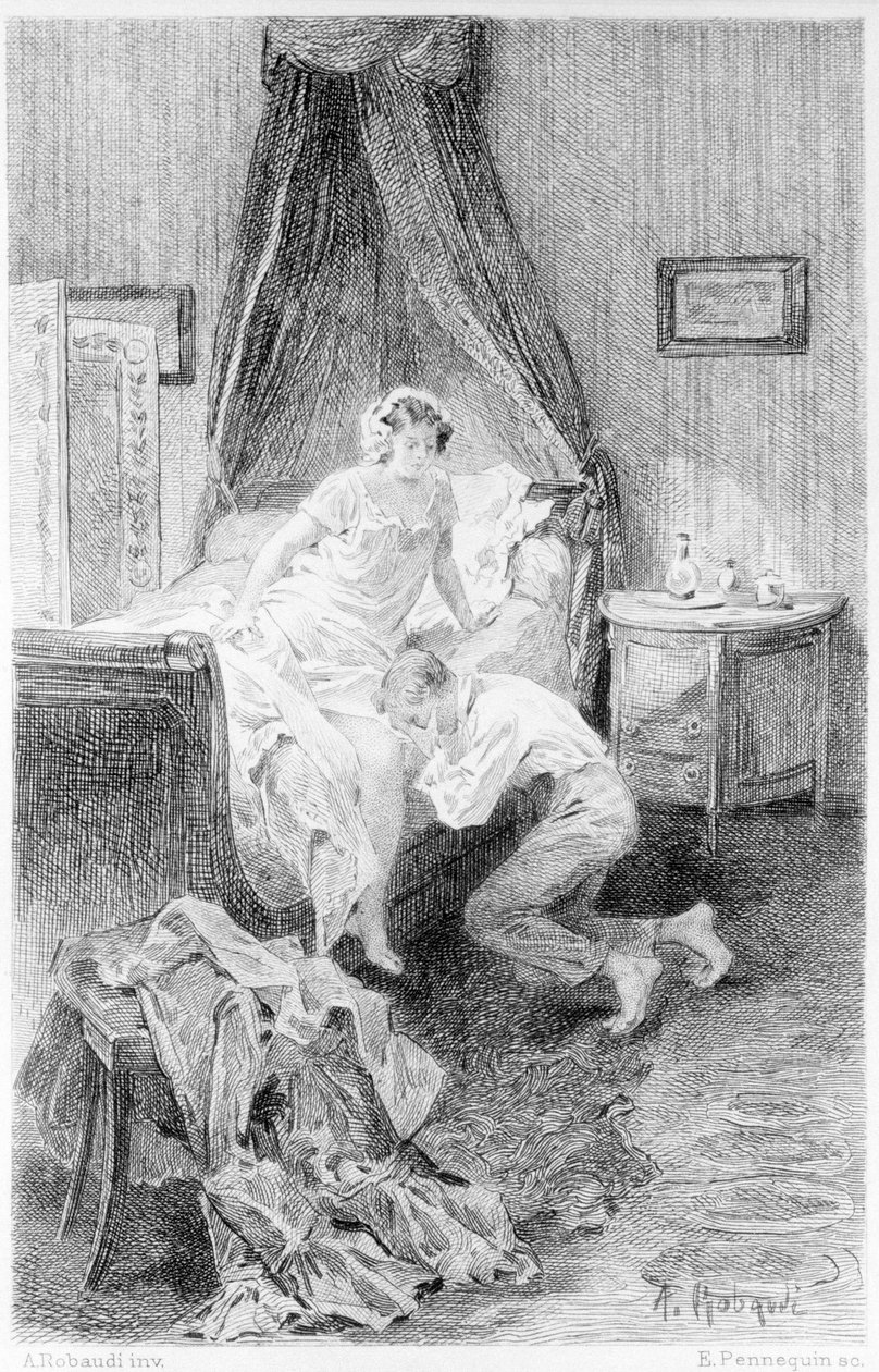 スタンダールの「赤と黒」の挿絵。1830. 作： 無名の画家