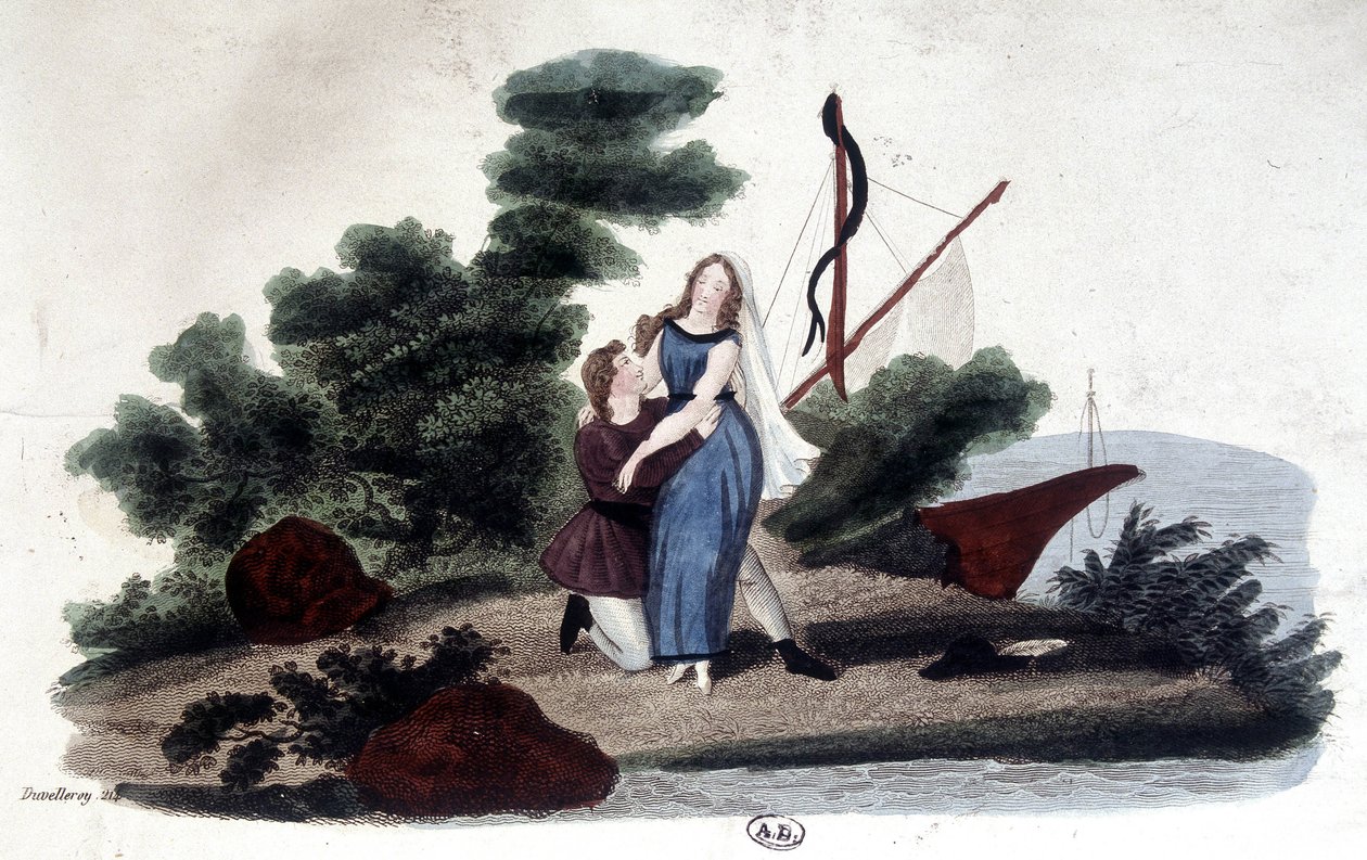 フランスの作家（1737-1814）であるHenri Bernardin de Saint Pierre（サン＝ピエール、サン＝ピエール）が書いた小説「ポールとヴィルジニー」の挿絵。 作： 無名の画家