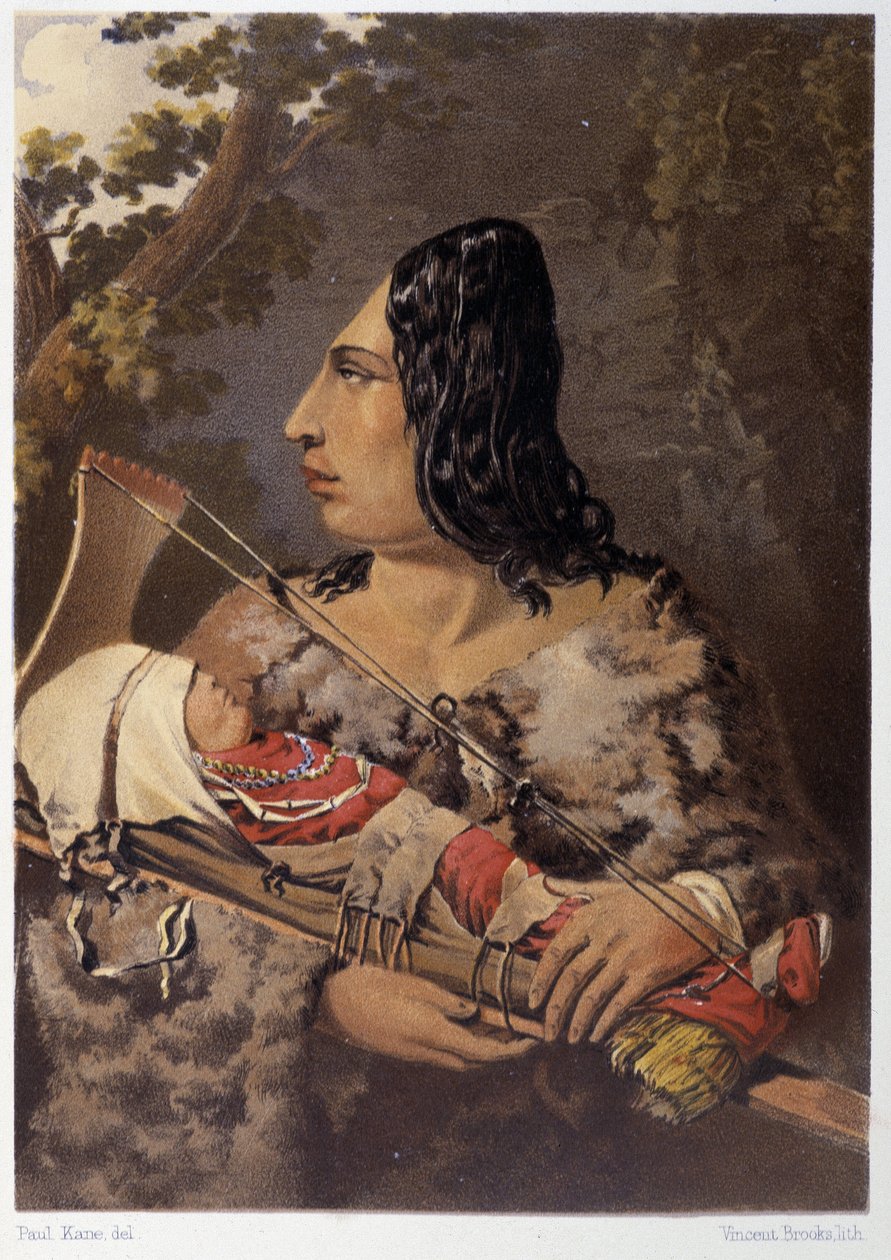 インディアンの女性と赤ん坊 - Paul Kane著「Wandering of an artist among the indians of North America」（Longmans & Roberts, London）より 作： 無名の画家